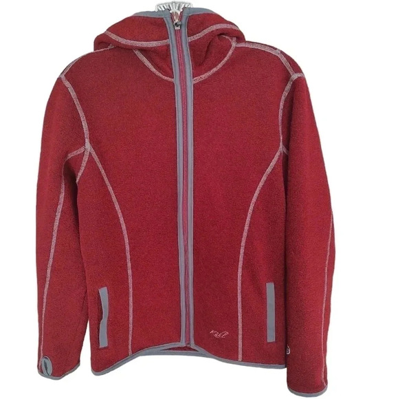 KUHL Women's Tara Burgundy Red Alpaca Fleece Full Zip Jacket Sweater Size small - Picture 1 of 4